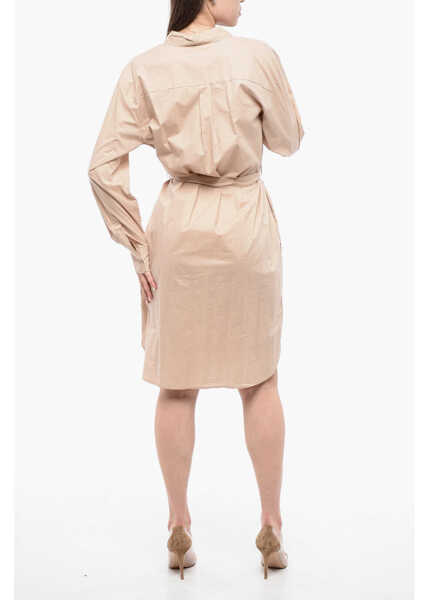 Rochii lungi Woolrich Belted Long Sleeved Shirt Dress Beige Femei (BM 16988530) 2