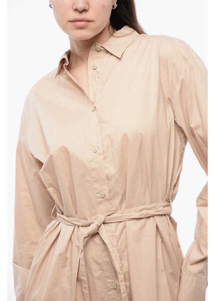 Rochii lungi Woolrich Belted Long Sleeved Shirt Dress Beige Femei (BM 16988530) 3