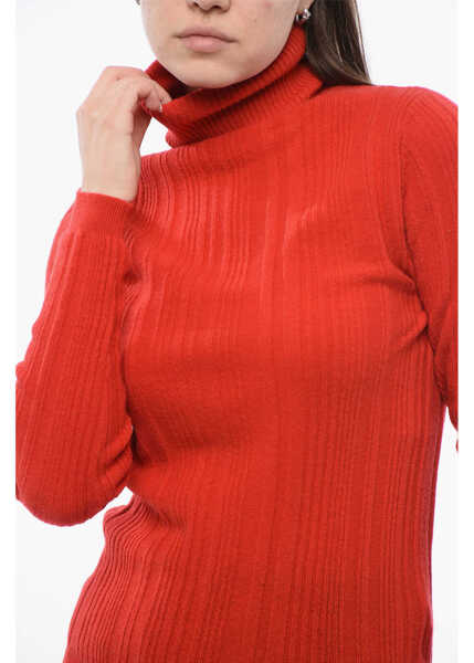 Pulovere Woolrich Ribbed Cashmere Blend Sweater With Turtleneck Red Femei (BM 16988533) 3