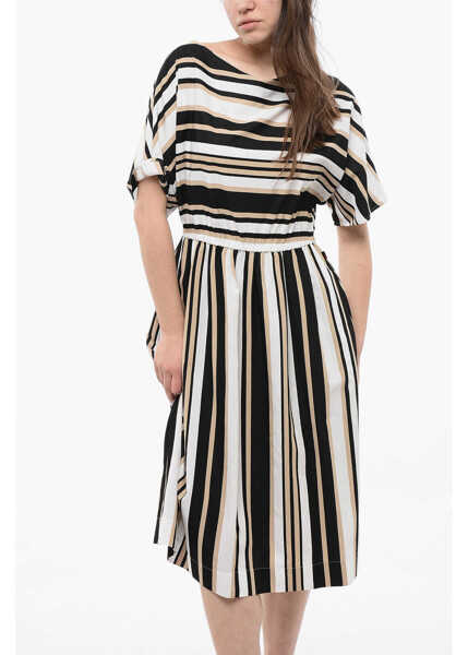 Rochii lungi Woolrich Color Block Striped Scully Flared Dress Beige Femei (BM 16988548) 4