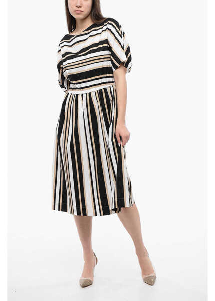 Rochii lungi Woolrich Color Block Striped Scully Flared Dress Beige Femei (BM 16988548) 1