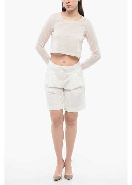 Pantaloni scurti Woolrich Double Pleated Stretch Shorts White Femei (BM 16988551) 4