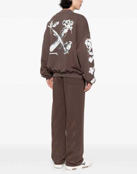 Pantaloni de trening Off-White Embroidered Brushed Cotton Rain Drum Joggers Brown Barbati (BM 16988578) 2