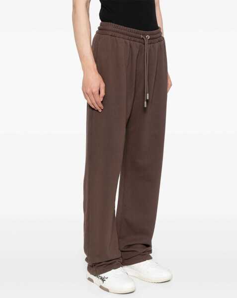 Pantaloni de trening Off-White Embroidered Brushed Cotton Rain Drum Joggers Brown Barbati (BM 16988578) 4