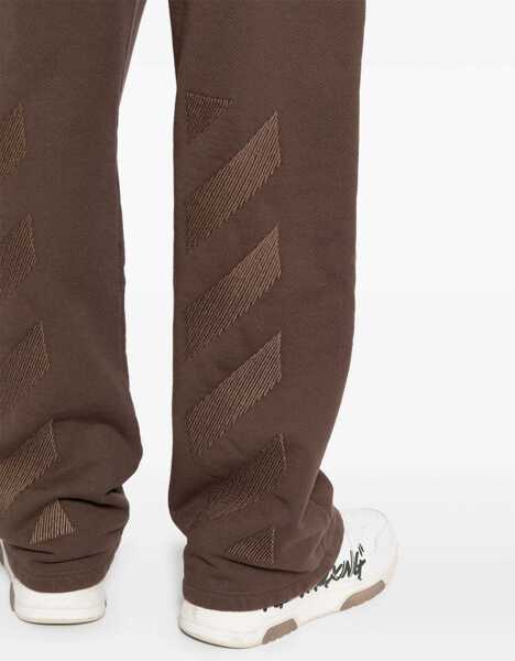 Pantaloni de trening Off-White Embroidered Brushed Cotton Rain Drum Joggers Brown Barbati (BM 16988578) 5