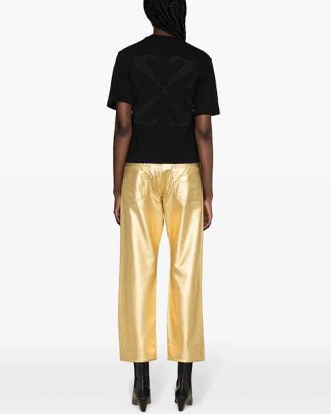 Tricouri Off-White Cropped Crew-Neck T-Shirt With Bck Maxi Embroidery Black Femei (BM 16988593) 2