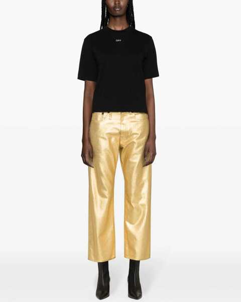 Tricouri Off-White Cropped Crew-Neck T-Shirt With Bck Maxi Embroidery Black Femei (BM 16988593) 3