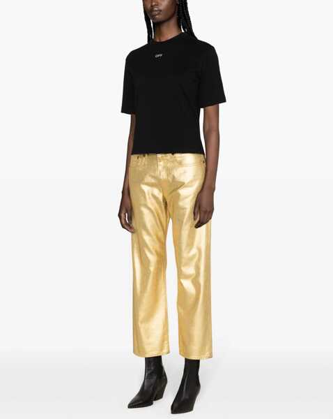 Tricouri Off-White Cropped Crew-Neck T-Shirt With Bck Maxi Embroidery Black Femei (BM 16988593) 4