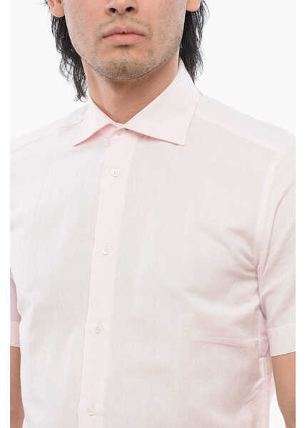 Camasi casual CORNELIANI Short-Sleeved Pure Linen Shirt Pink Barbati (BM 16988689) 3