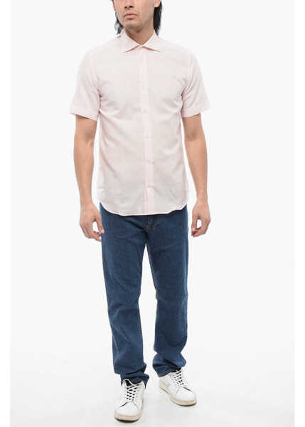 Camasi casual CORNELIANI Short-Sleeved Pure Linen Shirt Pink Barbati (BM 16988689) 4