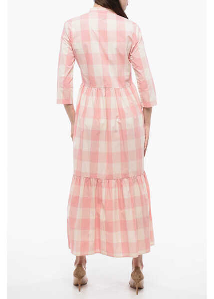 Rochii lungi Woolrich Checkered Long Dress White Femei (BM 16988740) 2