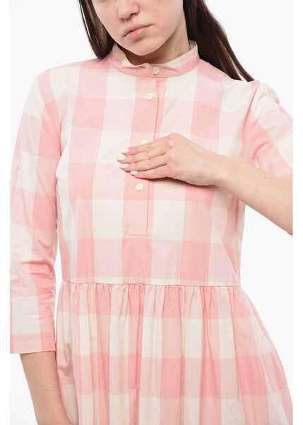 Rochii lungi Woolrich Checkered Long Dress White Femei (BM 16988740) 3