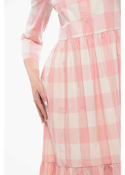 Rochii lungi Woolrich Checkered Long Dress White Femei (BM 16988740) 4