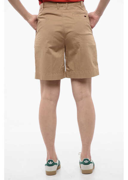 Pantaloni scurti Woolrich Double-Pleated Stretch Cotton Shorts With Belt Loops Beige Femei (BM 16988752) 2