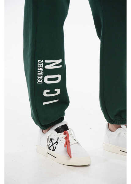 Pantaloni de trening DSQUARED2 Cotton Joggers With Drawstring Waist Military Green Femei (BM 16988767) 4