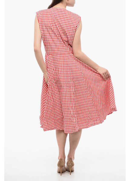 Rochii lungi Woolrich Archive Gingham Cotton Midi Shirt Dress Red Femei (BM 16989097) 2