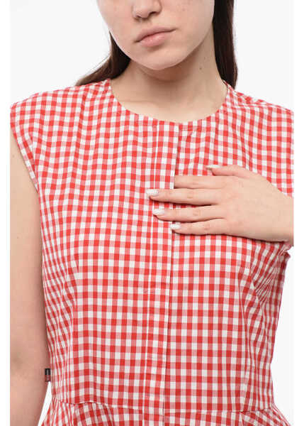 Rochii lungi Woolrich Archive Gingham Cotton Midi Shirt Dress Red Femei (BM 16989097) 3