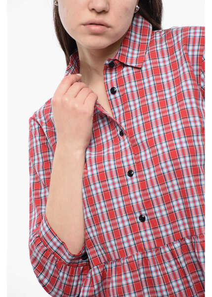 Rochii scurte Woolrich 3/4-Sleeved Plaid Check Cotton Chemisier Red Femei (BM 16989112) 3