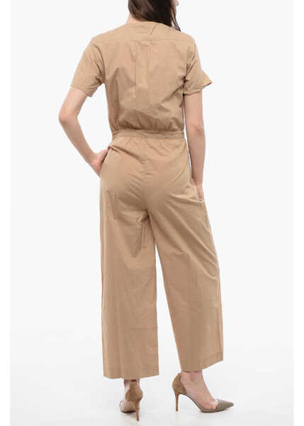 Salopete Woolrich Short-Sleeved Popeline Jumpsuit Beige Femei (BM 16989118) 2