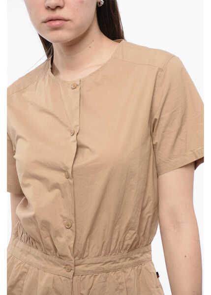 Salopete Woolrich Short-Sleeved Popeline Jumpsuit Beige Femei (BM 16989118) 3