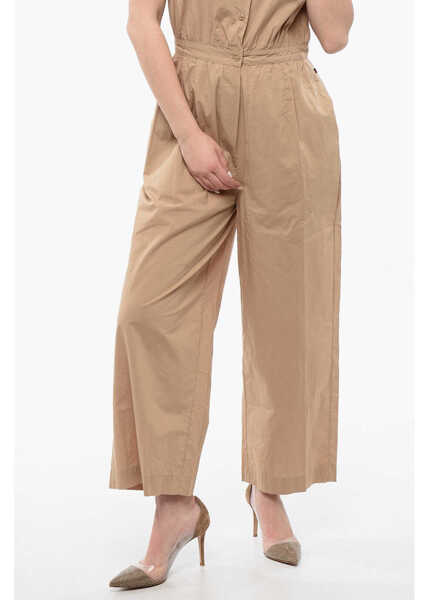 Salopete Woolrich Short-Sleeved Popeline Jumpsuit Beige Femei (BM 16989118) 4