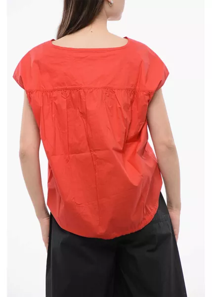 Camasi casual Woolrich Popeline Sleeveless Shirt With Drawstringed Hem Red Femei (BM 16989130) 2