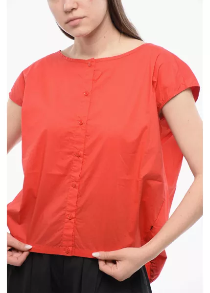 Camasi casual Woolrich Popeline Sleeveless Shirt With Drawstringed Hem Red Femei (BM 16989130) 3