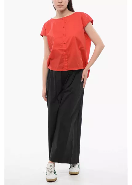 Camasi casual Woolrich Popeline Sleeveless Shirt With Drawstringed Hem Red Femei (BM 16989130) 4