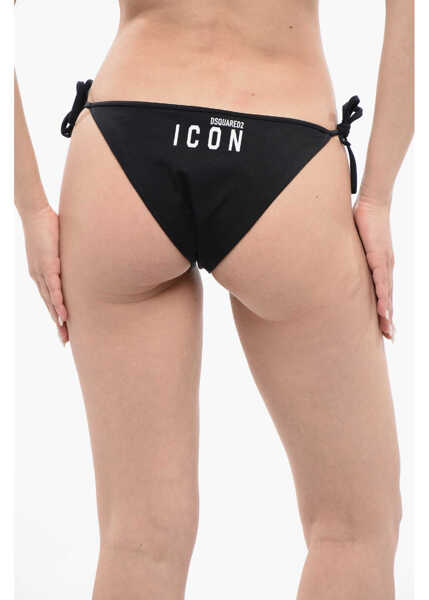 Bikini DSQUARED2 Icon Solid-Color Bikini Brief With Ties Black Femei (BM 16989133) 2