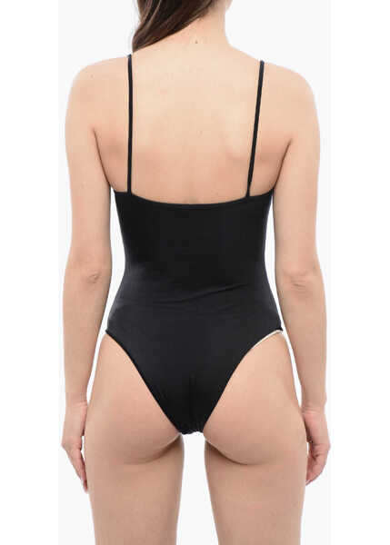 Costume de baie intregi DSQUARED2 Icon Solid Color One-Piece Swimsuit With Contrasting Logo Black Femei (BM 16989139) 2