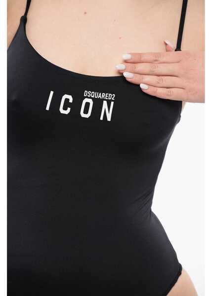 Costume de baie intregi DSQUARED2 Icon Solid Color One-Piece Swimsuit With Contrasting Logo Black Femei (BM 16989139) 3