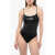 DSQUARED2 Icon Solid Color One-Piece Swimsuit With Contrasting Logo Black