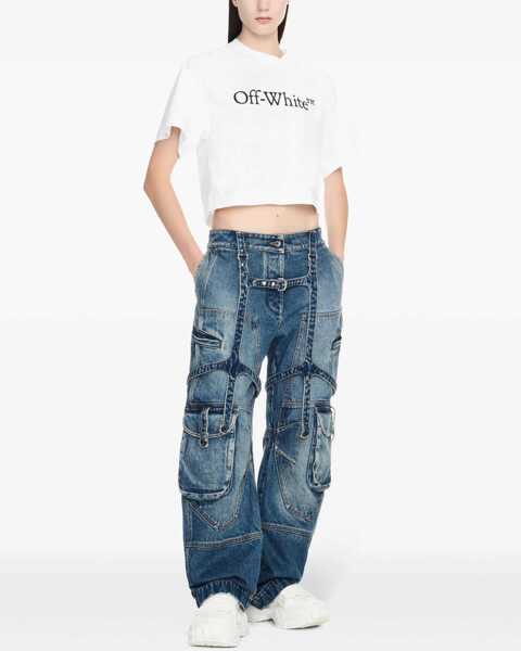 Blugi drepti Off-White Loose Fit Cargo Jeans With Regular Waist Blue Femei (BM 16989160) 2