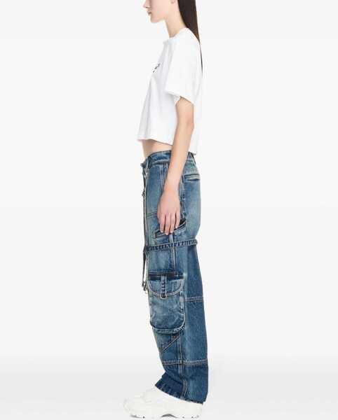 Blugi drepti Off-White Loose Fit Cargo Jeans With Regular Waist Blue Femei (BM 16989160) 3