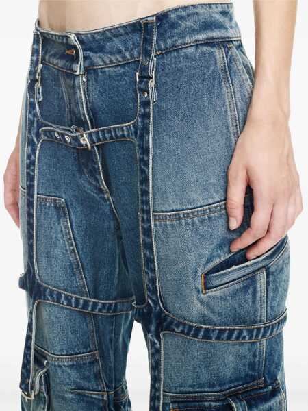 Blugi drepti Off-White Loose Fit Cargo Jeans With Regular Waist Blue Femei (BM 16989160) 5