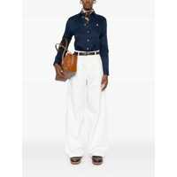 Tricouri Polo Ralph Lauren Dama - Tricouri Polo Ralph Lauren Polo Ralph Lauren Blue Linen Shirt With Embroidered Pony Logo BLUE Femei (BM 16990611) - B-mall.ro