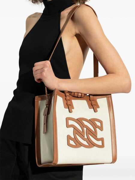 Genti de mana Casadei Casadei Canvas And Leather Tote Bag Brown Femei (BM 16992348) 2