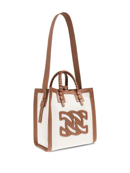 Genti de mana Casadei Casadei Canvas And Leather Tote Bag Brown Femei (BM 16992348) 4