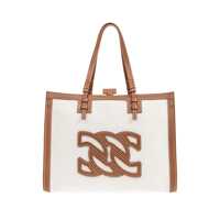 Genti de mana Casadei Canvas And Leather Tote Bag Femei