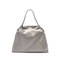 Genti de umar Grey Shoulder Bag With Diamond-Like Chain And Logo Charm On The Front In Ecoleather Woman Femei