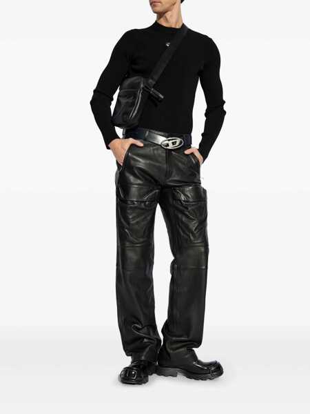Tricouri Diesel Zacary Black T-Shirt With Round Neck And Oval D Cut-Out On The Front In Tech Fabric Man Black Barbati (BM 16994430) 2