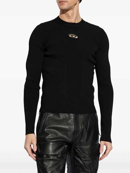 Tricouri Diesel Zacary Black T-Shirt With Round Neck And Oval D Cut-Out On The Front In Tech Fabric Man Black Barbati (BM 16994430) 3