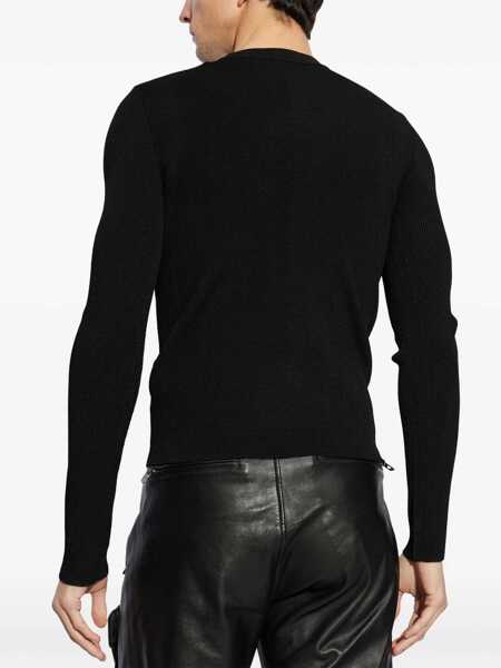 Tricouri Diesel Zacary Black T-Shirt With Round Neck And Oval D Cut-Out On The Front In Tech Fabric Man Black Barbati (BM 16994430) 4