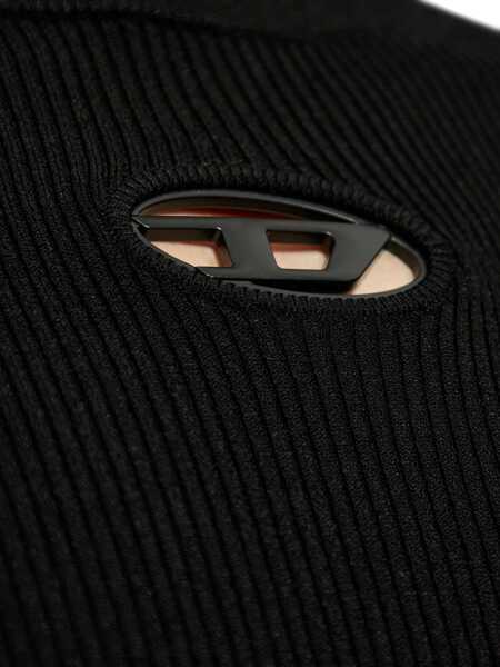 Tricouri Diesel Zacary Black T-Shirt With Round Neck And Oval D Cut-Out On The Front In Tech Fabric Man Black Barbati (BM 16994430) 5