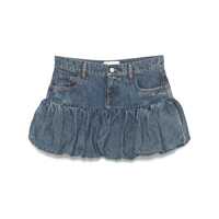 Fuste Blue Miniskirt With Logo Patch On The Rear And Gathered Hem In Denim Woman Femei