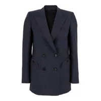 Sacouri 'Aile' Blue Double-Breasted Jacket With Peak Revers In Wool Blend Woman Femei