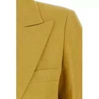 Imbracaminte BLAZÉ MILANO Dama - Sacouri BLAZ MILANO Midday Sun Yellow Double-Breasted Jacket With Peak Revers In Linen Woman YELLOW Femei (BM 16996305) - B-mall.ro