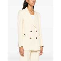 Imbracaminte BLAZÉ MILANO Dama - Sacouri BLAZ MILANO Savannah Beige Double-Breasted Jacket With Peak Revers In Linen And Silk Blend Woman Beige Femei (BM 16996308) - B-mall.ro