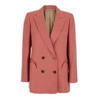 Sacouri 'Mdday Sun' Pink Double-Breasted Jacket With Peak Revers In Linen Woman Femei