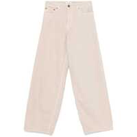 Blugi Beige Five Pocket Jeans With Logo Patch On The Back In Cotton Woman Femei